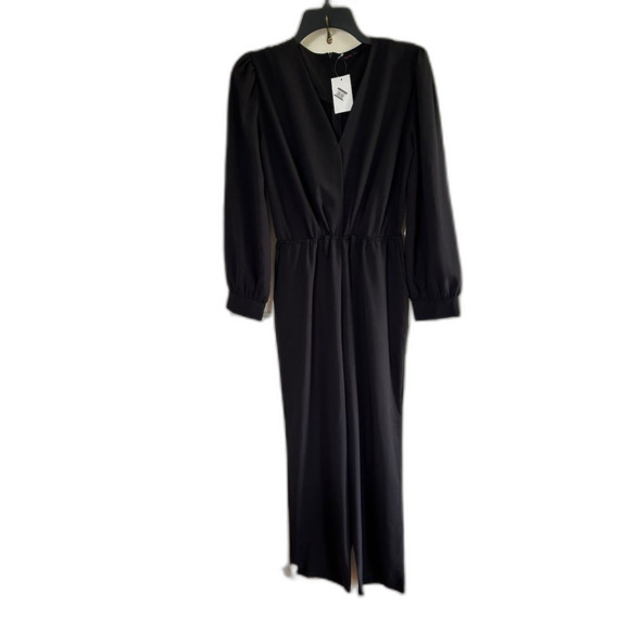NEW Fraiche by J Women’s Jumpsuit Black Womens Medium 8 10 Longsleeve Office - Picture 1 of 7